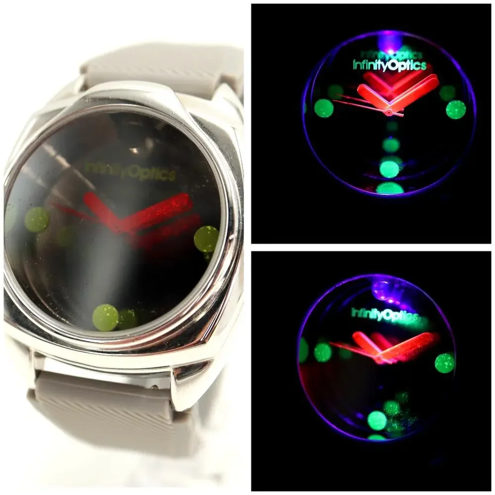 Can You Imagine Infinity Optics Mirror Black Light 45mm Watch Retro WORKING